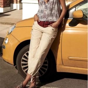 NEW Anthropologie Ripley High Rise Utility Pants Light Beige Size 26P